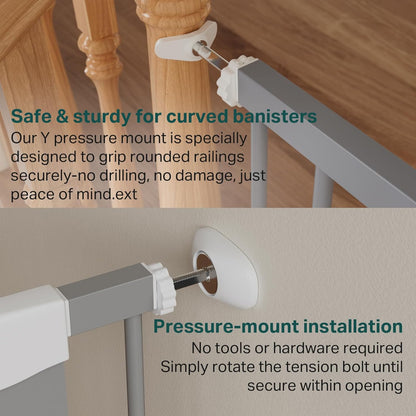 Cumbor 29.7-48" Baby Gate for Stairs, Mom's Choice Awards Winner-Dog Gate for Doorways, Auto Close Safety Pet Gate for Dogs Indoor, Easy Install Pressure Mounted Child Gate with Walk Thru Door, Brown