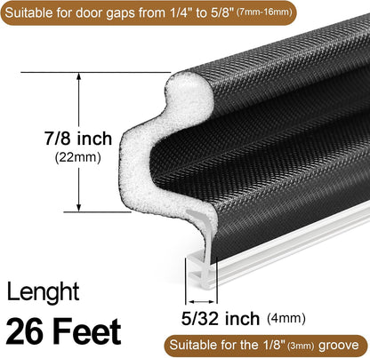 Litaibai 40 ft Kerf Weather Stripping Door Seal for Exterior Doors, White | Press-in kerf seal for grooved door frames is not self-adhesive, replaces worn seals, and helps reduce drafts and energy loss