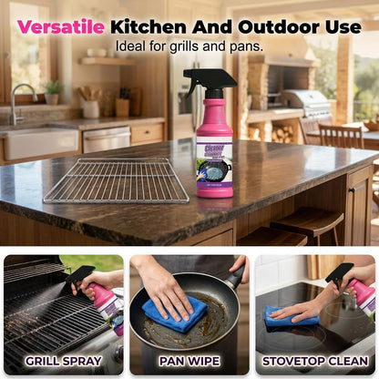 Fast Acting Heavy Duty Grill Degreaser Spray, 2026 New BBQ Oven Cleaner, Multi-Surface Grease Remover for Grates, Cookware, Baking Sheets, Powerful Kitchen Cleaner