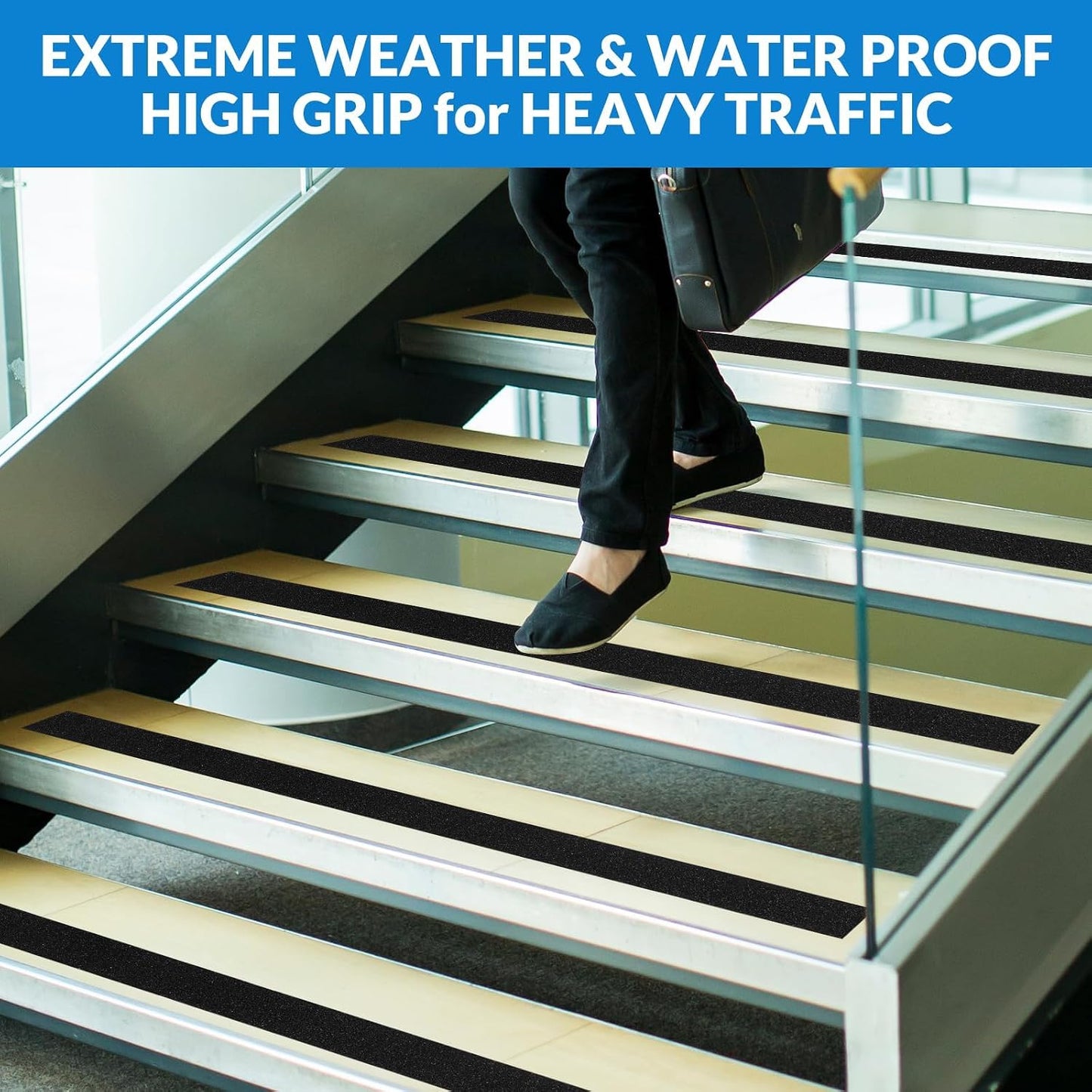Lifegrip Anti Slip Tape, 4 Inch x 15 Foot Non-Slip Traction Grip Tape for Stairs, Waterproof Stair Treads Grip Non Slip, Non Skid Tape for Steps, Outdoor Black Grip Tape (4" X 15')