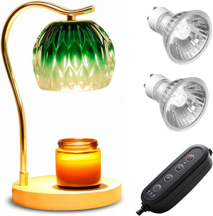 Fragrance Candle Warmer Lamp with 2 Bulbs Electric Candle Warmer with Timer & Dimmer for Home Decor