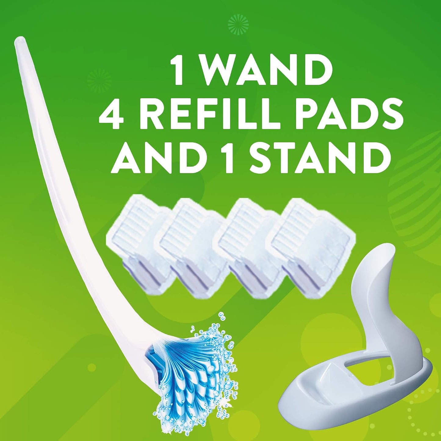 Scrubbing Bubbles Toilet Bowl Cleaning System with Flushable & Disposable Cleaner Refill Pads, Fights Odors and Helps Remove Limescale & Hard Water Stains, Citrus Scent, 1 Wand + 4 Refills + 1 Stand