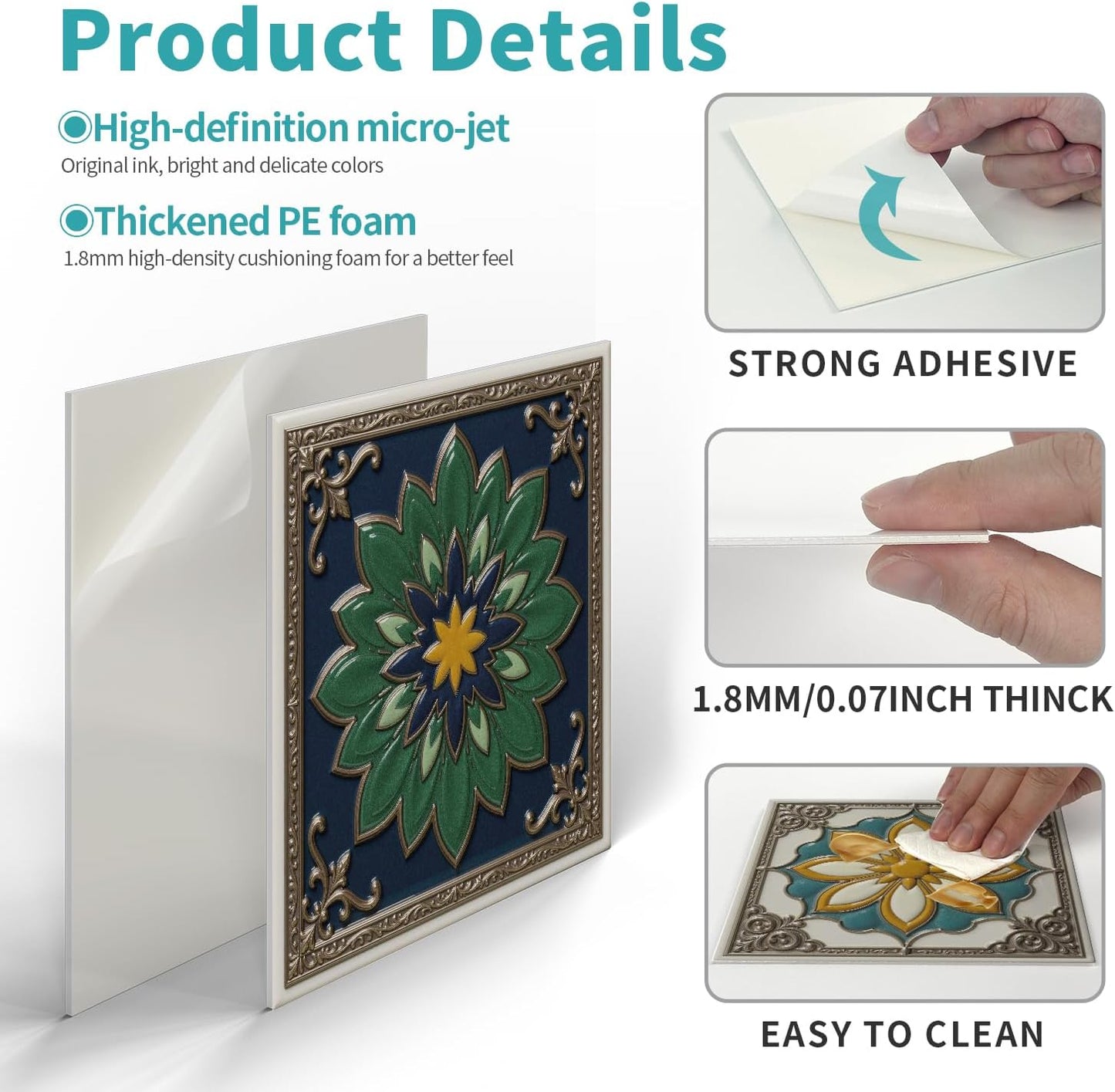 Peel and Stick Backsplash Tile Sticker for Kitchen and Bathroom Walls - 24 Removable 5.9"x5.9" Tiles, Waterproof