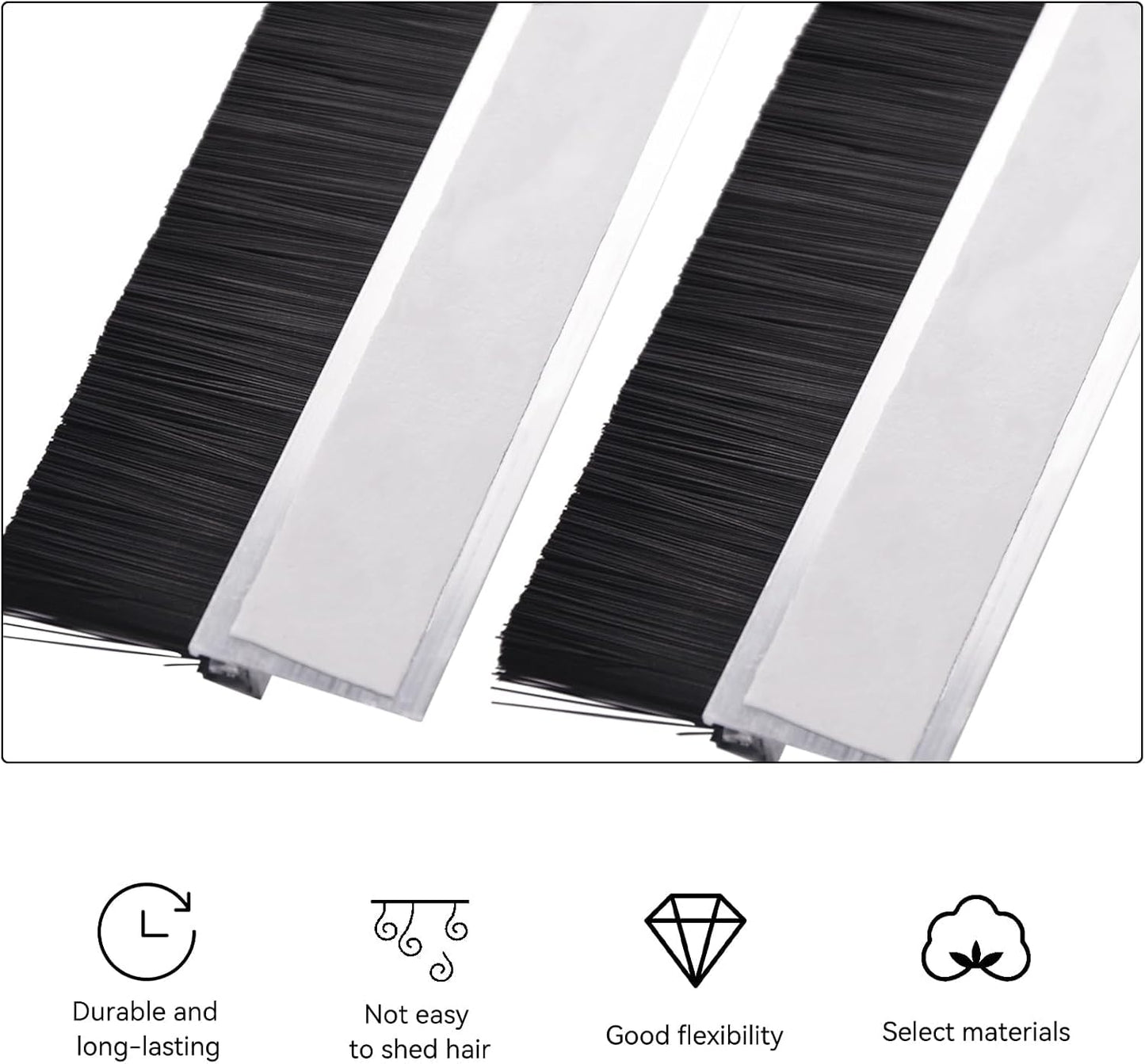 2Pack 30 inch Door Bottom Sweep for Exterior Doors with 1.1 inch PP Soft Brus, H-Shape Aluminum Dustproof Bottom of Door Weatherstrip, Silver
