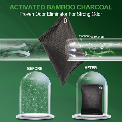 Activated charcoal deodorizer (11 x 100g), bamboo charcoal air purification bags, suitable for dehumidifying, home, refrigerator, shoes, pets, wardrobe, car air freshener deodorant bags.