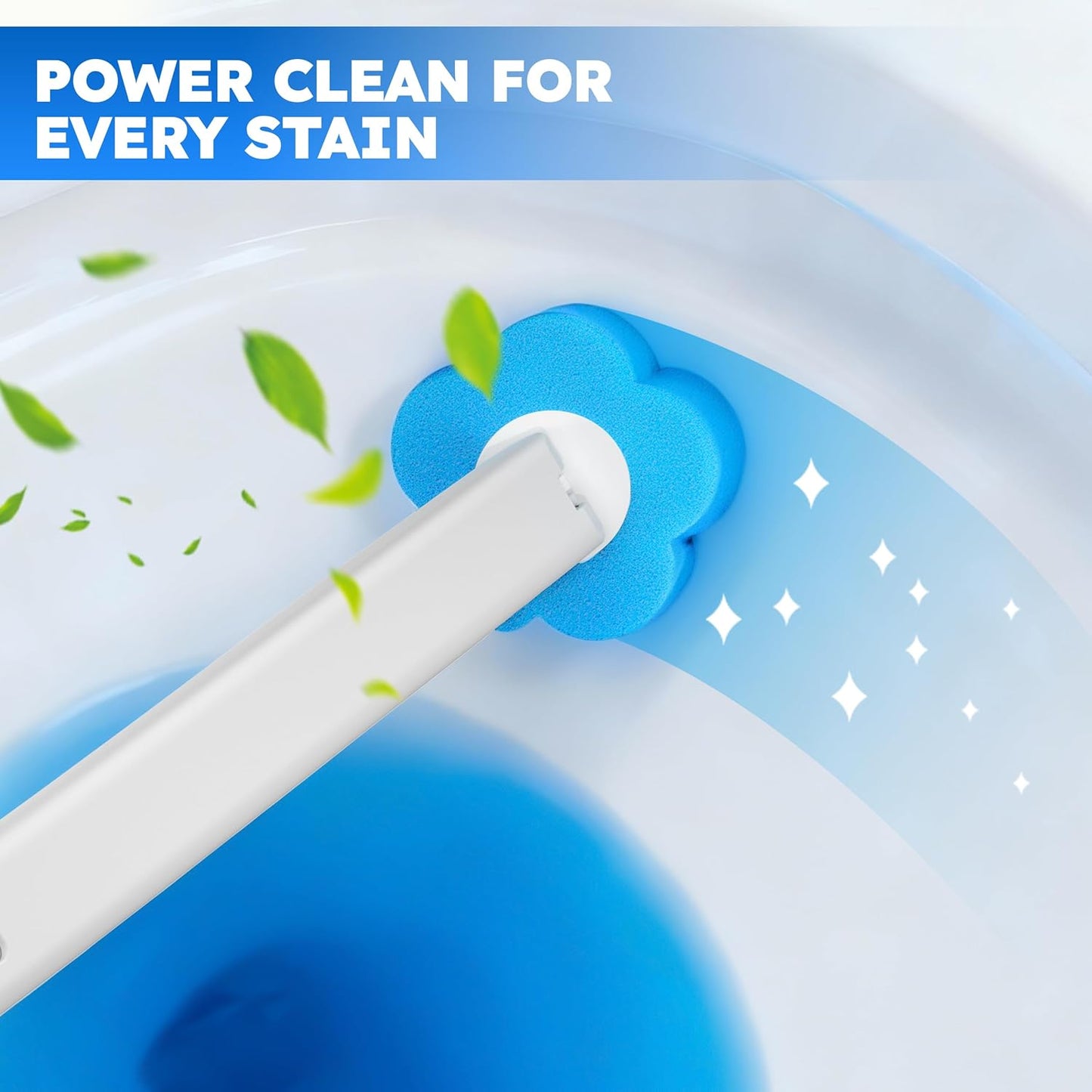 Disposable Toilet Brush 2 Pack - Toilet Bowl Cleaner, Toilet Bowl Brush, Each Toilet Wand with 10 PCS Brush Refills for Deep Bathroom Cleaning (2 Pack, White)