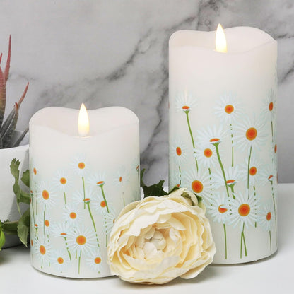Eywamage Ivory Flameless Pillar Candles with Remote, Flickering Realistic LED Battery Wax Candles Set of 3, Φ 3" H 4" 5" 6"