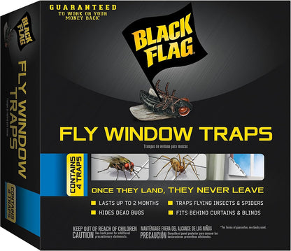 Black Flag Fly Stick, Trap Houseflies and Flying Insects, Pack of 6
