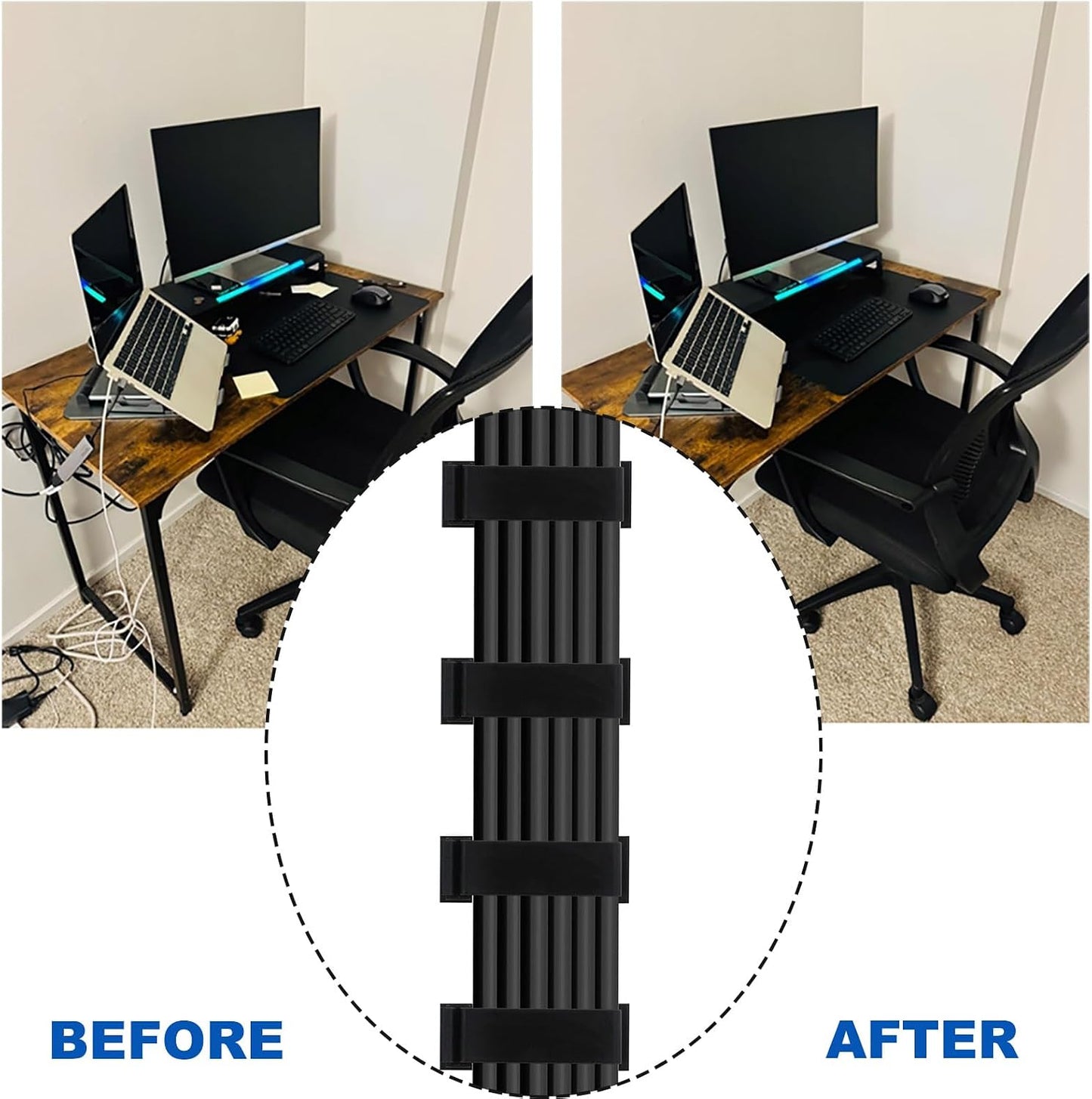 Cable Management Clips, Self Adhesive Cord Organizer Large Wire Clips Cord Holder for Under Desk Nightstand TV PC Ethernet Cables 10 PCS