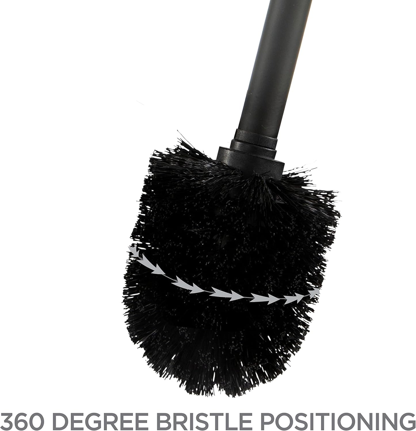 Bath Bliss Toilet Brush and Holder | Self Closing Lid | 360 Degree Brush Head | Bathroom Cleaning | Compact Size | Storage and Organization | Stainless Steel