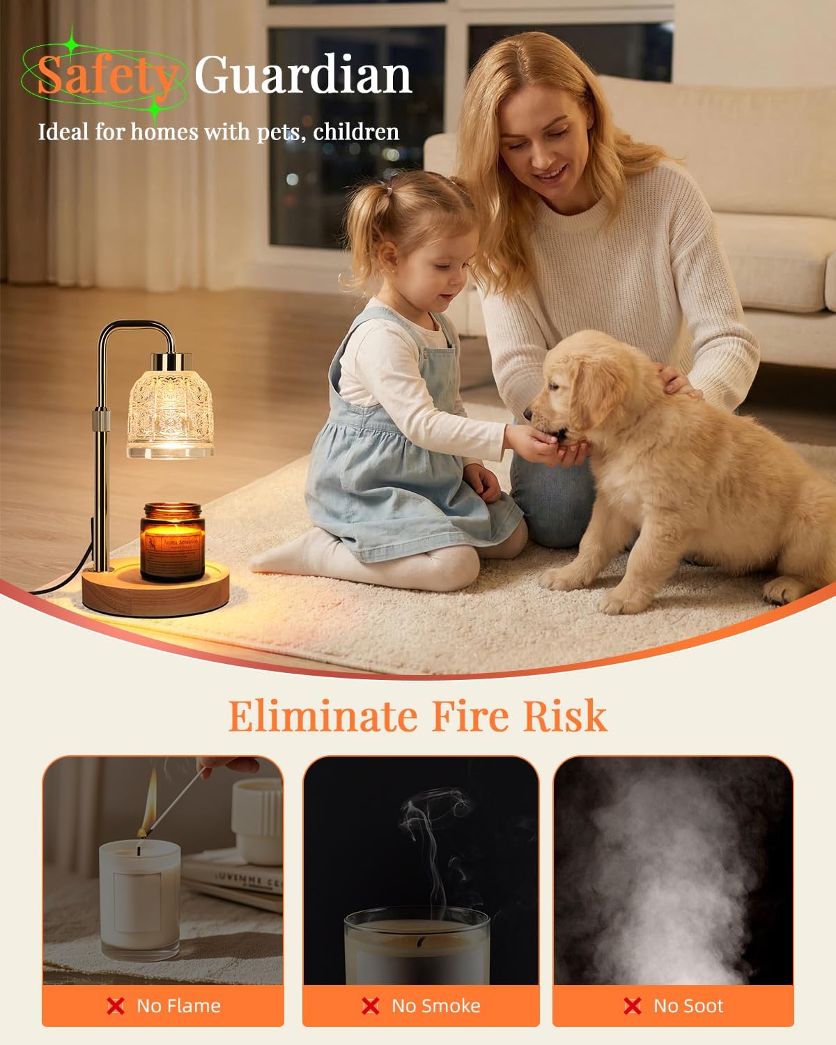 AIFEI Candle Warmer Lamp with Timer, Dimmable Adjustable Height Candle Lamp, Birthday Gifts for Women Mom Sister Friends, House Warming Gifts New Home, Candle Lamp Warmer with 2 Bulbs - CoalBlack