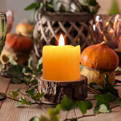 Eywamage Ivory Flameless Votive Candles with Timer Batteries, 2x3 inch Small LED Pillar Candles Flickering Set of 6