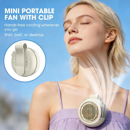 Portable Silent Mini Bladeless Fan Clip On, 5 Speeds 360° Rotatable Clip on Fan for Shirt & Waist, USB Rechargeable Small Fans Portable, 2026 New Whirlwind Fans for Outdoor/Travel/Office, White