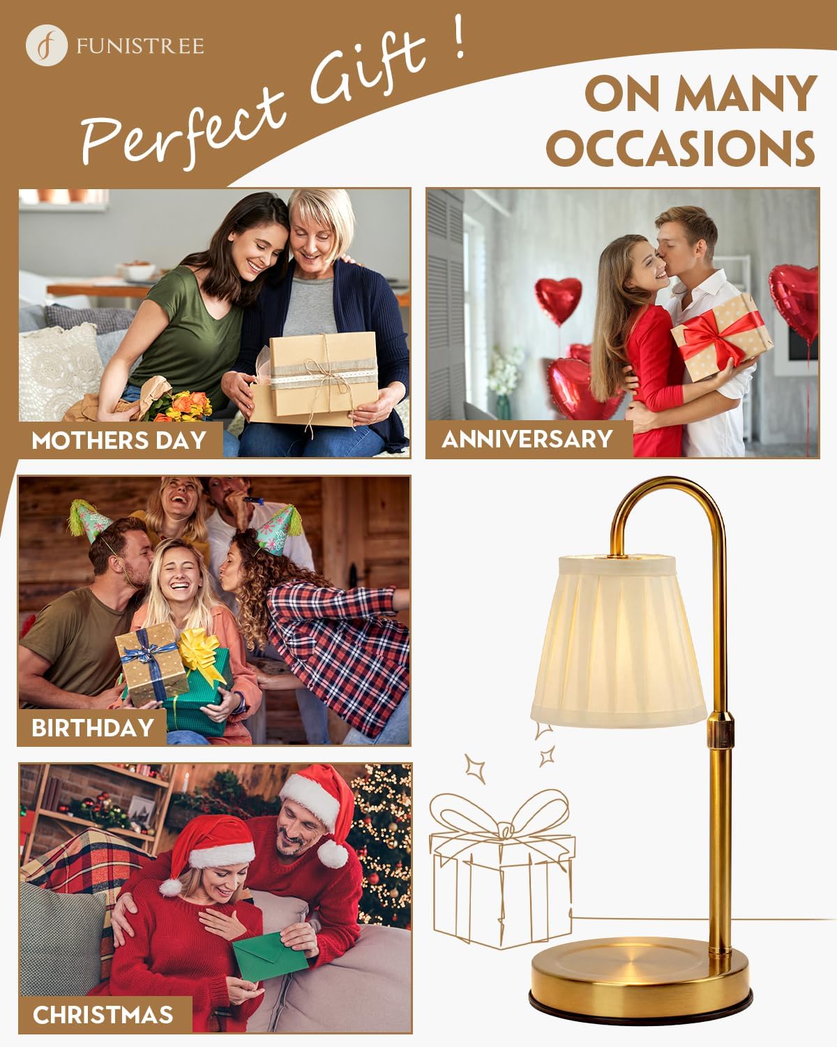 Candle Warmer Lamp Wood with Timer, Dimmable Electric Candle Lamp Warmer for Jar Candles, 2*35 Watt Bulb, Mothers Day Birthday Gifts for Women Men, Decorative Wooden Candle Lamp for Bedroom Home Decor