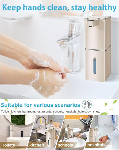 Automatic Foaming Soap Dispenser Touchless 380ml/12.8oz Rechargeable Hand Soap Dispenser Wall Mounted 4 Levels Adjustable Foam Soap Pump for Bathroom Kitchen Dish Soap