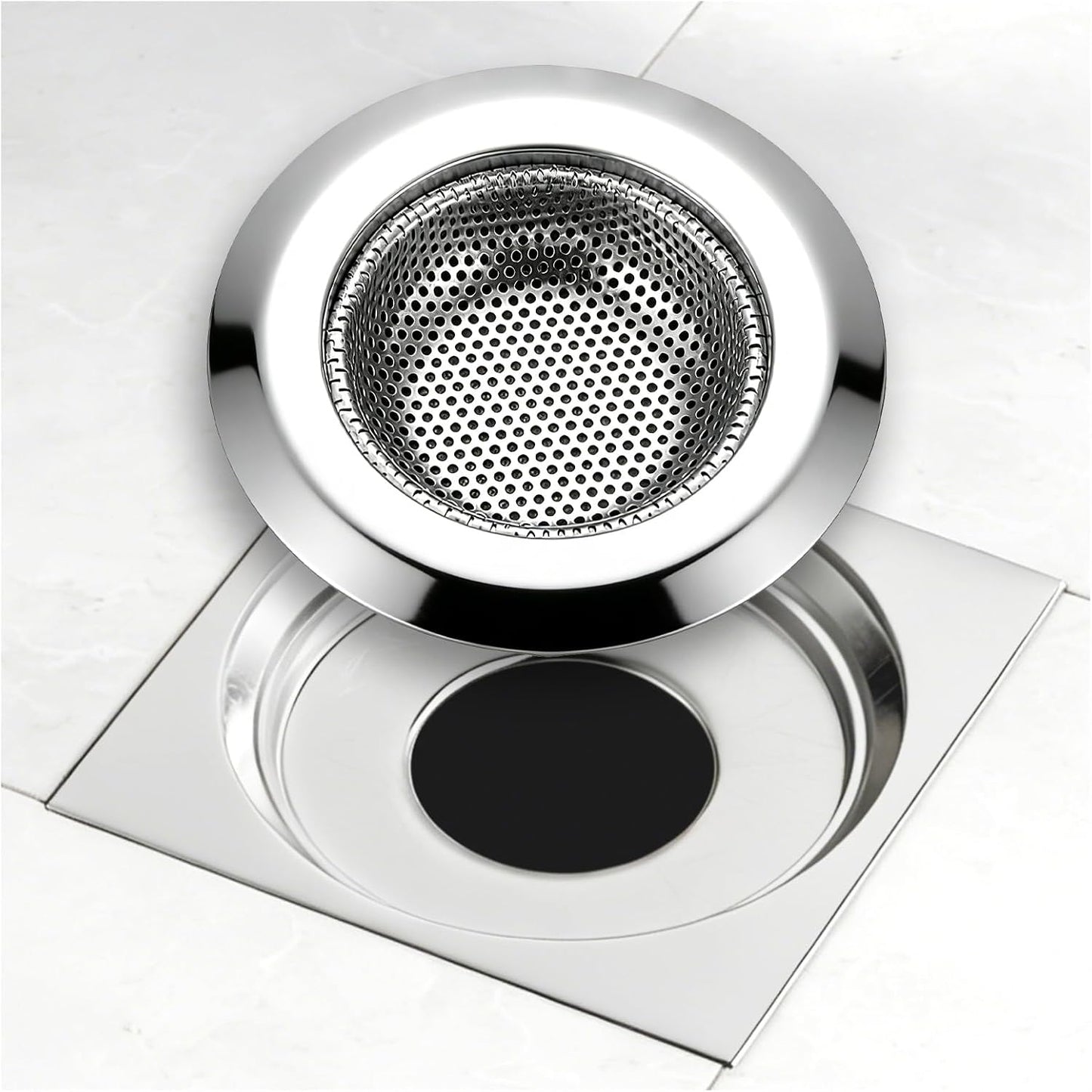 Bathtub Drain Strainer，2.87 inch Bathtub Floor Shower Hair Drain Catcher Cover, Stainless Steel Bathroom Sink Strainer Filter Basket for Bathroom Sink, Wash Basin