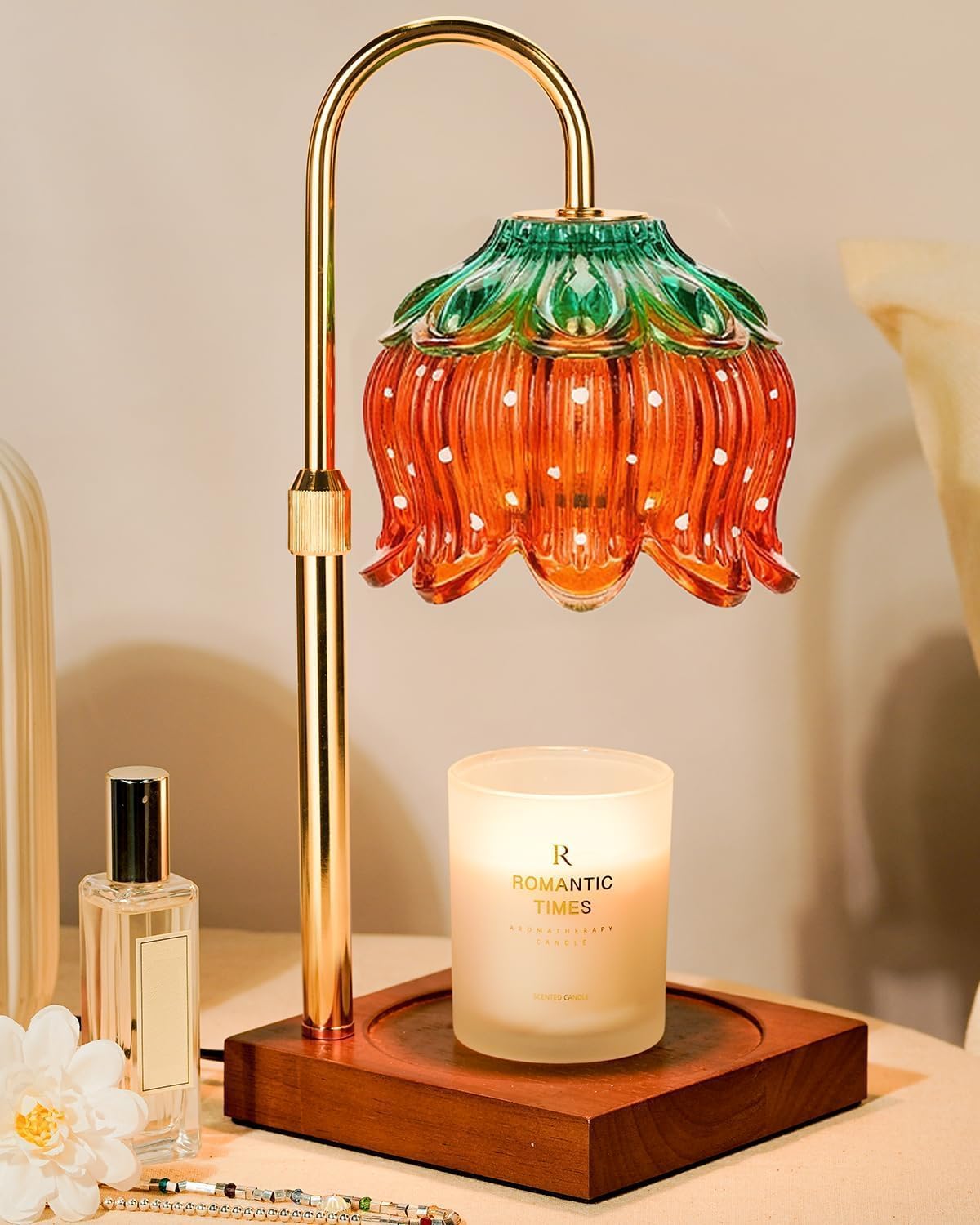 Funistree Flower Candle Warmer Lamp with Timer & Dimmer, Adjustable Height Candle Warmer, Christmas Birthday Gifts for Women Mom, House Warming New Home Decor, Wax Warmer with 2 Bulbs for Jar Candles