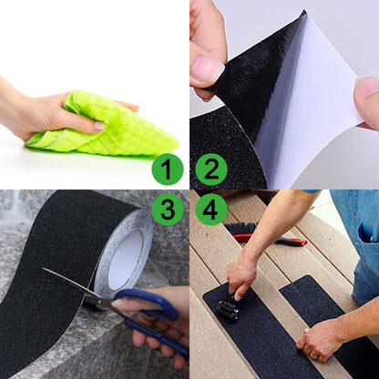 COSIMIXO 4" x 35Ft Heavy Duty Anti Slip Tape,Best 80grit Friction,Grip,Abrasive for Stairs Outdoor/Indoor Waterproof Grip Tape Safety Non Skid Tread Staircases Anti-Slip Traction Tape Black