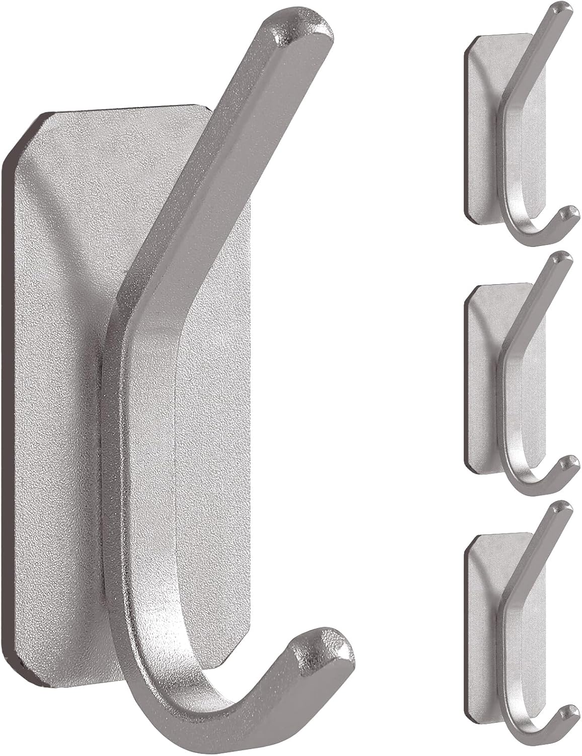 Paoli Heavy Duty Adhesive Wall Hooks, 30 lb Max Load Waterproof Hooks for Bathroom Towels Coats Bags, No Drill Damage-Free for Renters Apartment Dorm, Matte Black, 4 Pack