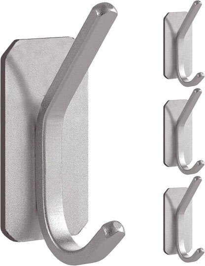 Paoli Heavy Duty Adhesive Wall Hooks, 30 lb Max Load Waterproof Hooks for Bathroom Towels Coats Bags, No Drill Damage-Free for Renters Apartment Dorm, Matte Black, 4 Pack