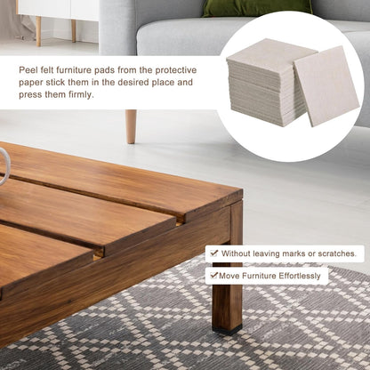 uxcell Furniture Pads, 16Pcs 2.5" - Square Self Adhesive Felt Furniture Pads, Floor Protectors for Furniture Feet Chairs Legs Hardwood Floors (Brown)