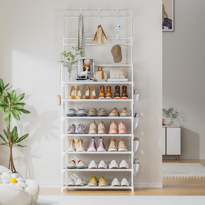 OYREL Shoe Rack 5 Tier Shoe Organizer Storage 15-20 Pairs Shoes Rack for Closet Entrance Shoe Rack Organizer with Hooks and Side Pocket Entryway Shoe Holder Space Saving Free Standing Shoe Racks
