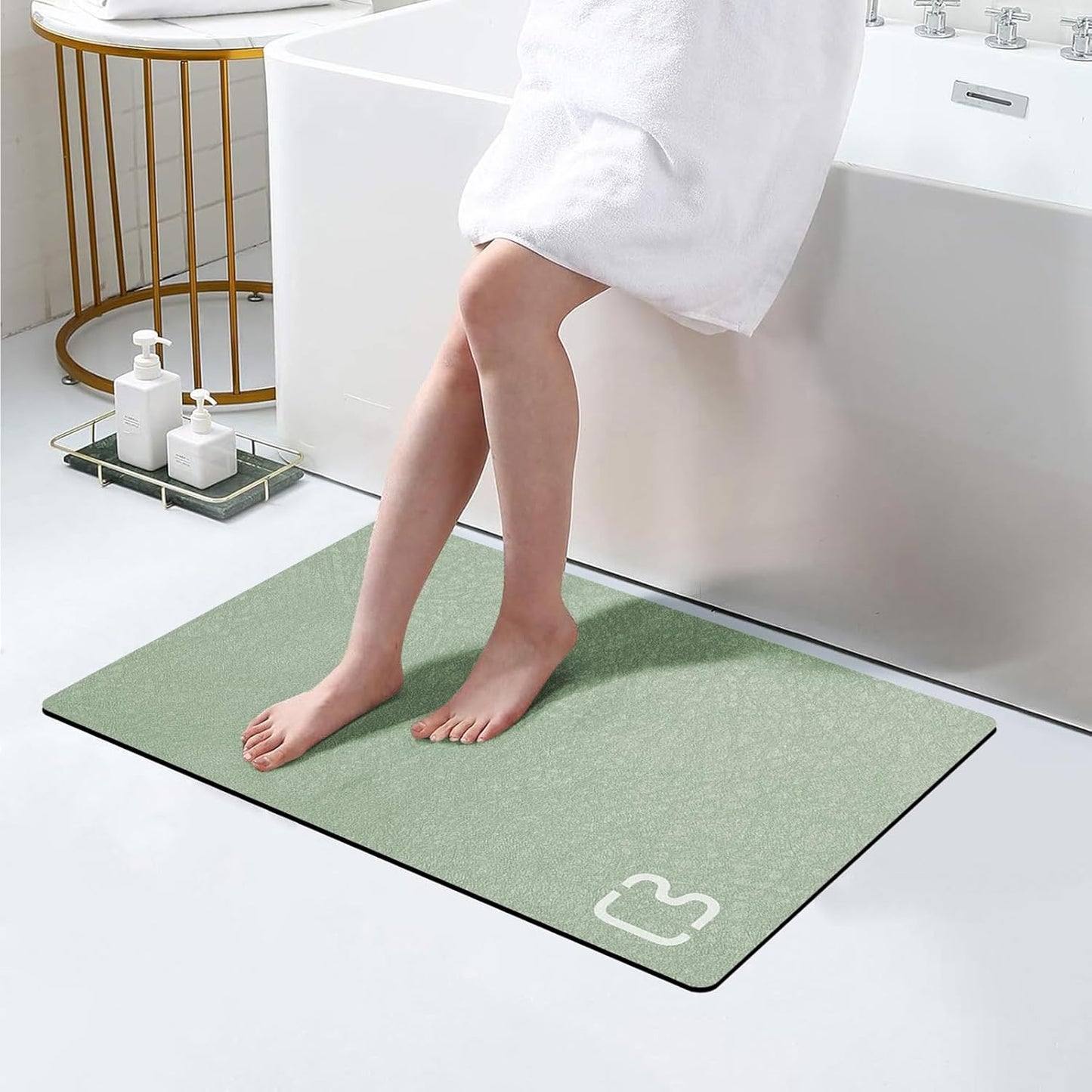 Diatomaceous Earth Bath Mat Rugs Super Absorbent Diatomite Stone Bath Mat Non Slip Quick Dry Thin Bathroom Mat Fit Under Door, Floor Rugs in Front of Bathtub, Shower Room, Sink,15.7"x23.6", Grey