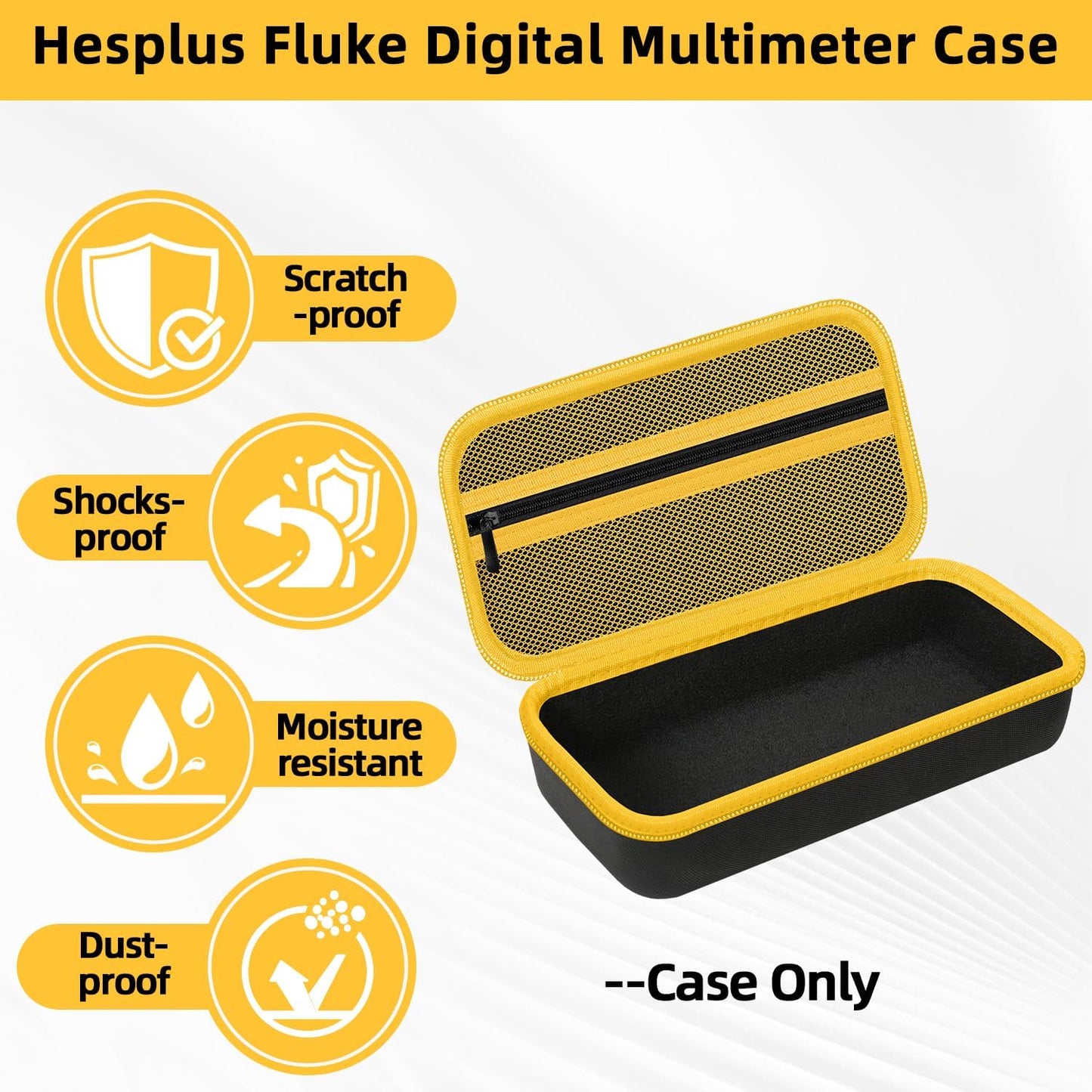 Carrying Case for Fluke 15B+/17B+/Fluke 101/117/115/116/114/113/177/179/233/106/107 Multimeter Testers and Accessories, Multimeter Storage Bag Organizer Box -Black (Case Only)