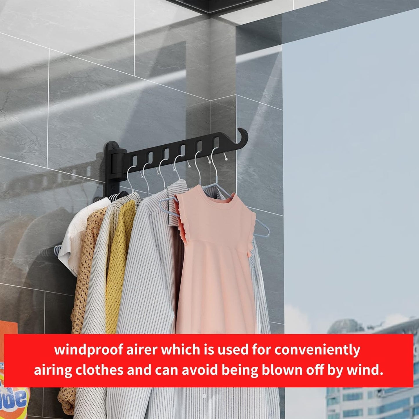 JOOM Wall Mounted Drying Rack, Foldable Clothes Hanger Rack for Laundry Room, Space Saving Wall Mount Clothes Rack, Aluminum Coat Hanger Holder for Closet, Bathroom, White