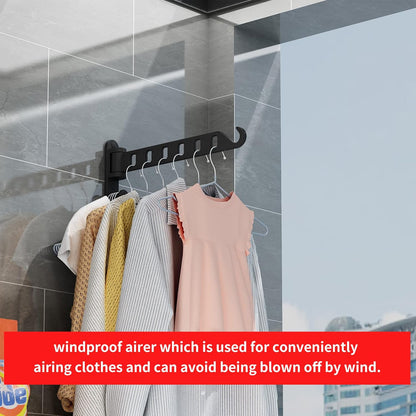 JOOM Wall Mounted Drying Rack, Foldable Clothes Hanger Rack for Laundry Room, Space Saving Wall Mount Clothes Rack, Aluminum Coat Hanger Holder for Closet, Bathroom, White