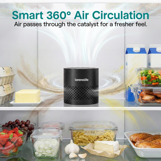 SereneLife Fridge Deodorizer & Odor Eliminator, Multi-Use Refrigerator Deodorizer Aluminum Pod for Freezer, Closet, Car, Shoes & Enclosed Spaces, Compact, Reusable & Lasts Up to 10 Years (Gray)