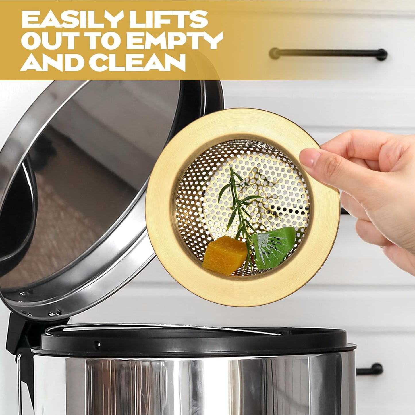 Retisee 2 Pcs Sink Strainer Stainless Steel Kitchen Sink Drain Strainer Basket Cover Mesh Hair Food Catcher, Large Wide Rim of 4.4 Diameter(Brushed Silver)