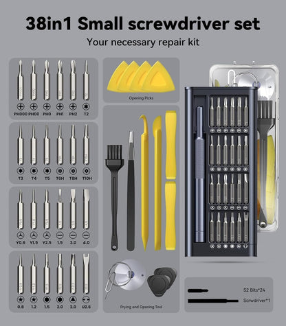 AXTH 25-in-1 Small Precision Screwdriver Set, Professional Magnetic Mini Repair Tool Kit for Phone, Computer, Watch, Laptop, Macbook, Ring Doorbell, Eyeglass, Electronic, [Bearing Steel] Screw Driver