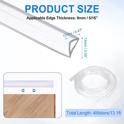 uxcell Clear Edge Trim, 13.1Ft Silicone U Channel Edge Protector, Edges Guards Fits 1/32"-3/32" for Car Doors Sheet Metal Parts (3/16" W x 3/8" H)