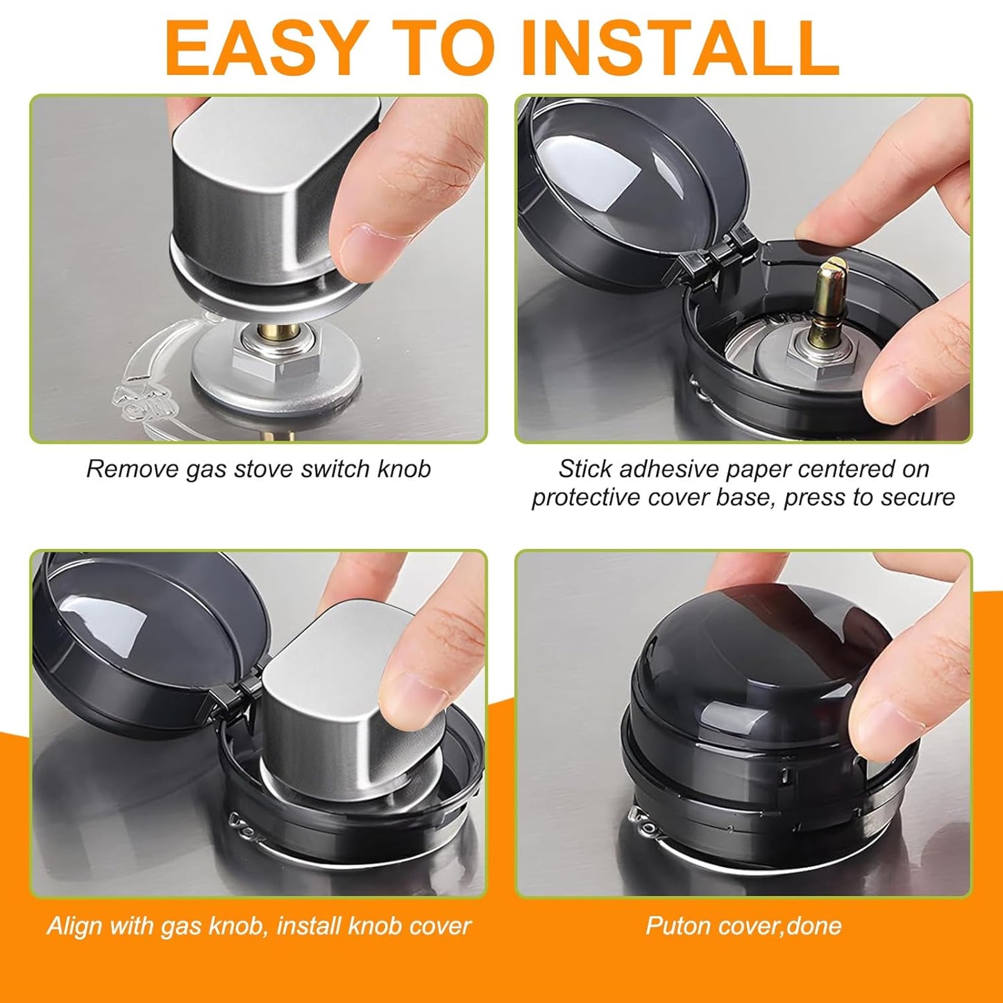 Stove Knob Safety Covers, 6 Pack Stove Knob Covers for Child Safety, Universal Gas Stove Knob Covers with Adhesive, Heat-Resistant Baby Proof Stove Knob Covers, Black