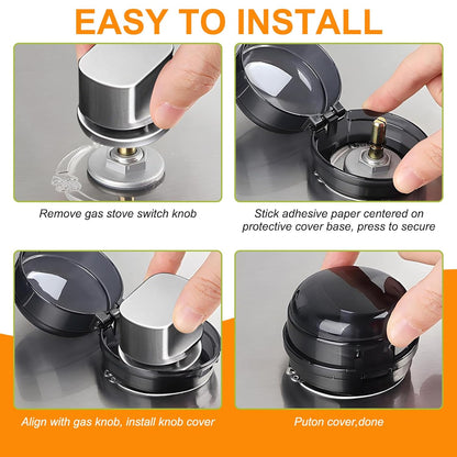 Stove Knob Safety Covers, 6 Pack Stove Knob Covers for Child Safety, Universal Gas Stove Knob Covers with Adhesive, Heat-Resistant Baby Proof Stove Knob Covers, Black