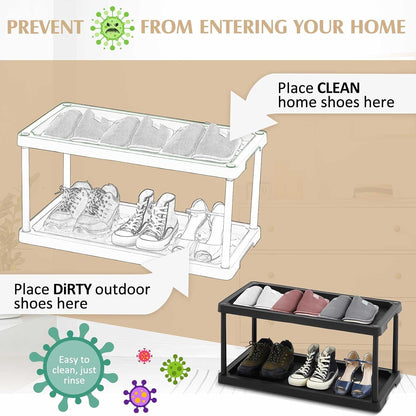 Cinnvoice Boot Tray Rack for Entryway Plastic Waterproof Shoe Mat Tray Large Storage Shelf for Indoor Outdoor Entryway Hallway Closet Use in All Seasons Black(28" d X 14.5" w X 29" h)