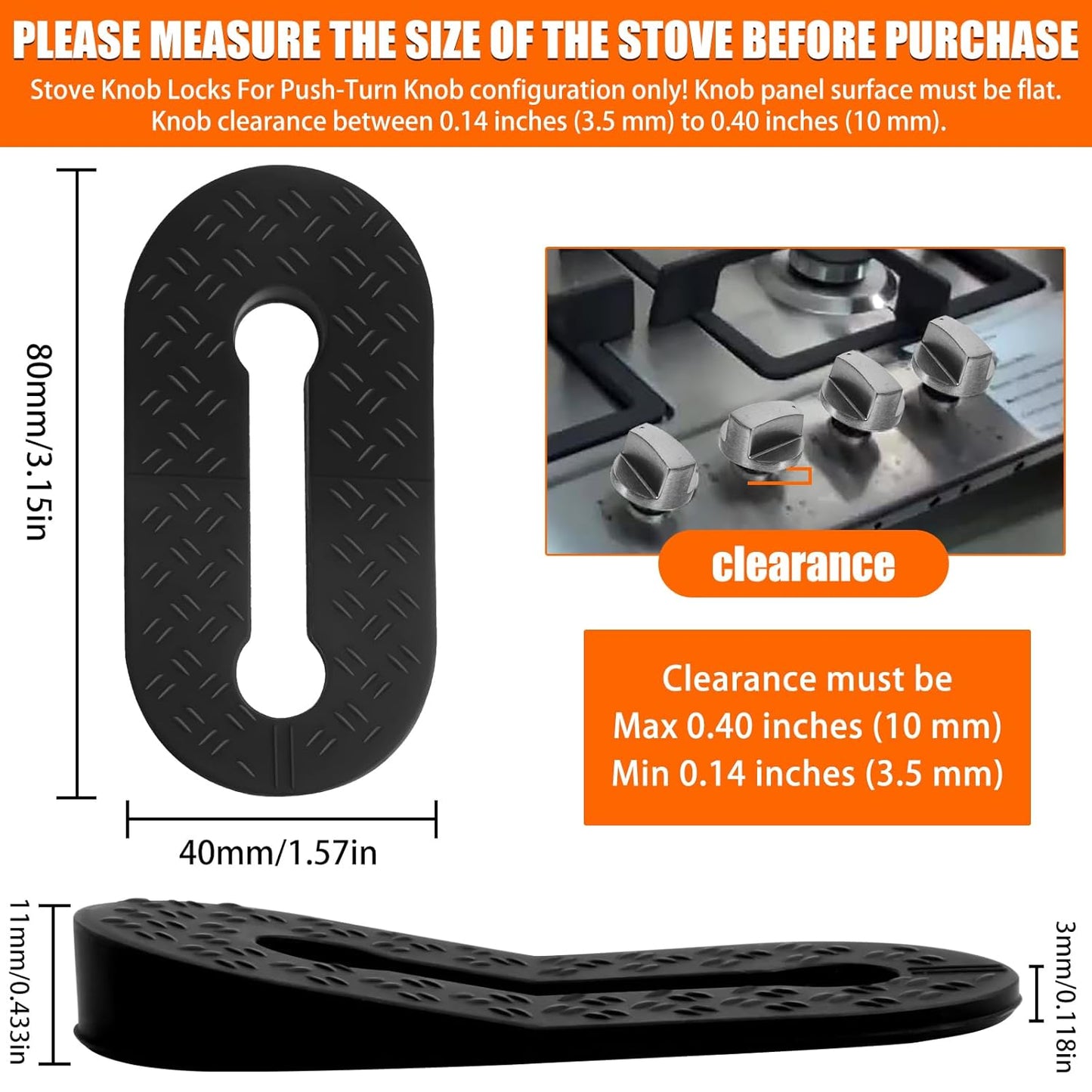 Child Proof Stove Knob Locks - Silicone Push-Turn Knobs Safety Covers for Gas & Electric Stoves - 5 Pack