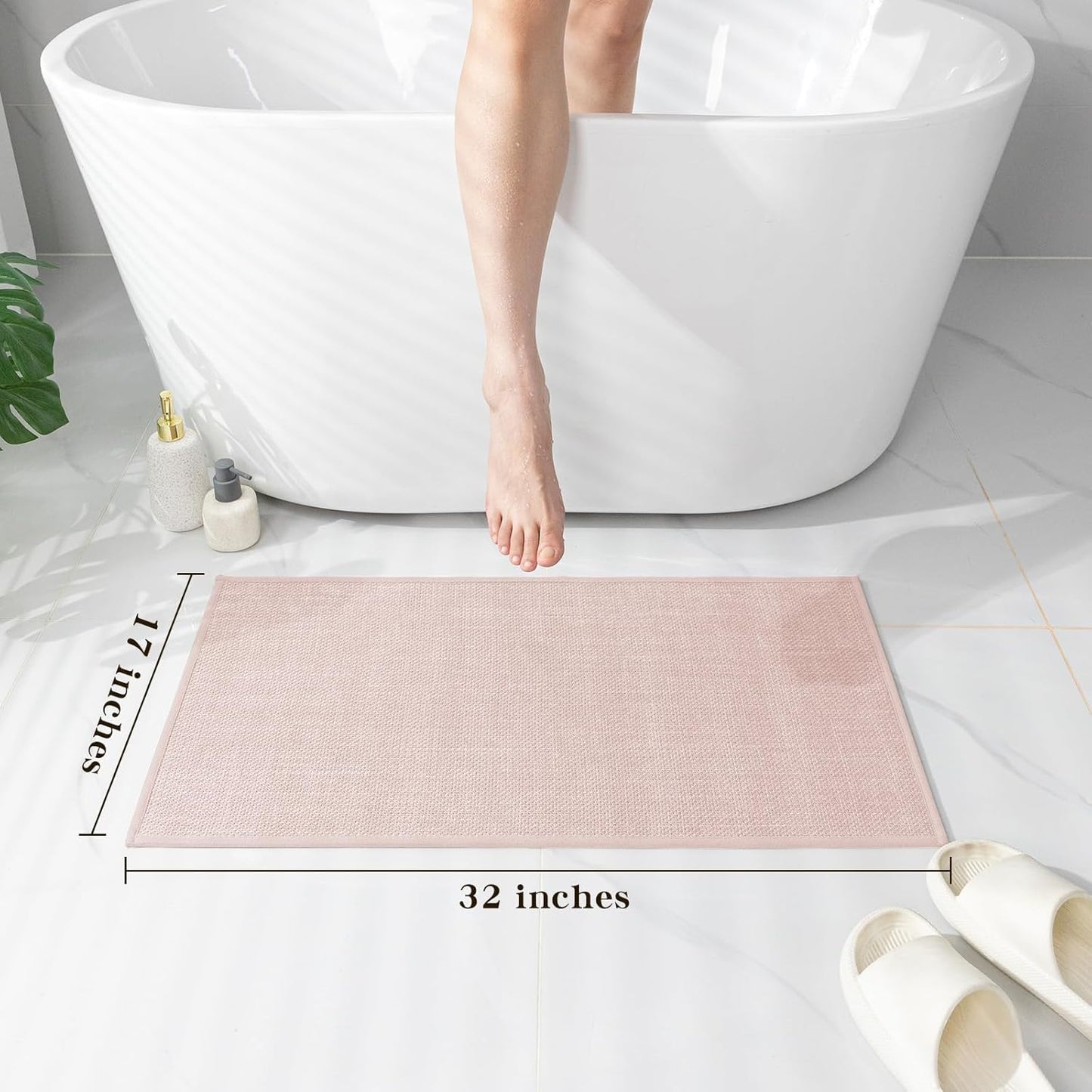 chakme Bathroom Rugs Mat 24x17, Ultra Thin Non Slip Bath Mat Small Quick Dry Absorbent Bath Mat for Bathroom Floor, (Dark Beige, 24"x17")