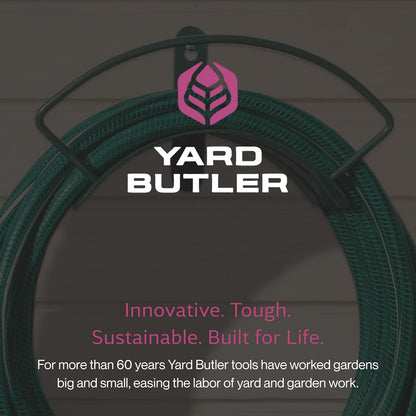 Yard Butler Heavy Duty Wall-Mounted Hose Hanger - Garden Hose Holder for Convenient Organization - Holds up to 125 Feet - Powder Coated Steel - Heavy Duty Bracing - Classic Design, Green