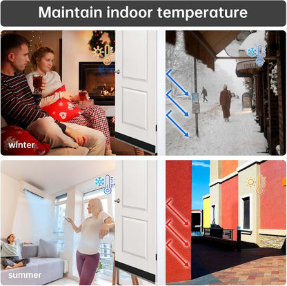 Door Sweep for Bottom of Door, Integrated Bottom Door Draft Stopper with Brush, Self-Adhesive Under Door Seal for Dust/Noise/Hot or Cold Air Insulation, Black 39.37" L/1" W