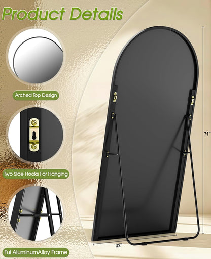 59"x16" Floor Mirror Full Length, Arched Full Length Mirror with Stand, Full Body Mirrors for Bedroom Living Room or Cloakroom Gold