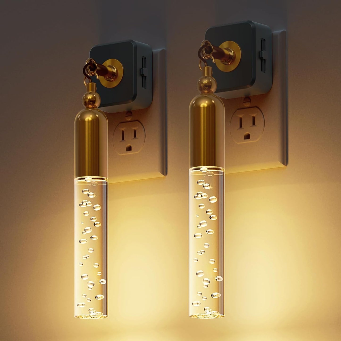 L LOHAS LED Night Light,Dimmable Night Lights Plug into Wall, 2 Pack Acrylic Nightlight with 0-100 LM Adjustable Brightness, 3000K Plug in Night Light with Dusk to Dawn Sensor, for Bathroom Hallway