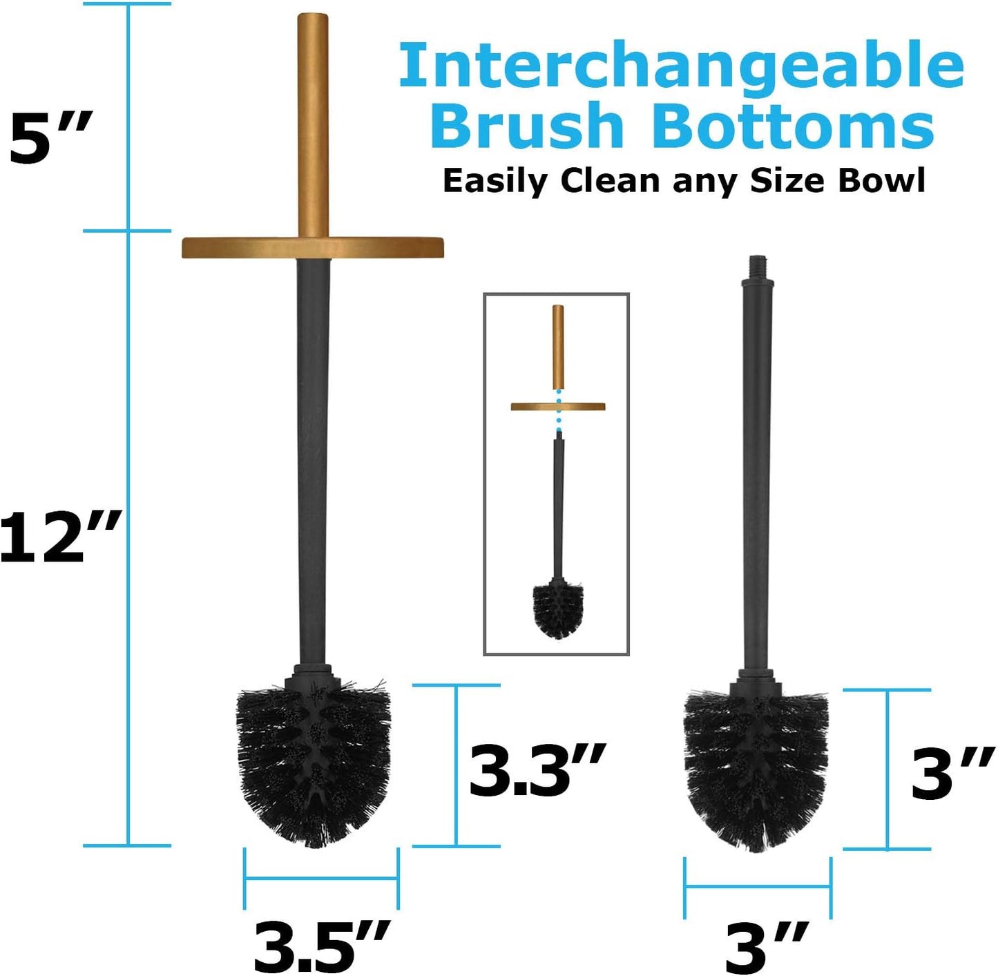 Blue Donuts Toilet Brush and Plunger Set with Holder, Modern Chrome Bathroom Accessories Toilet Plunger and Toilet Bowl Brush Combo
