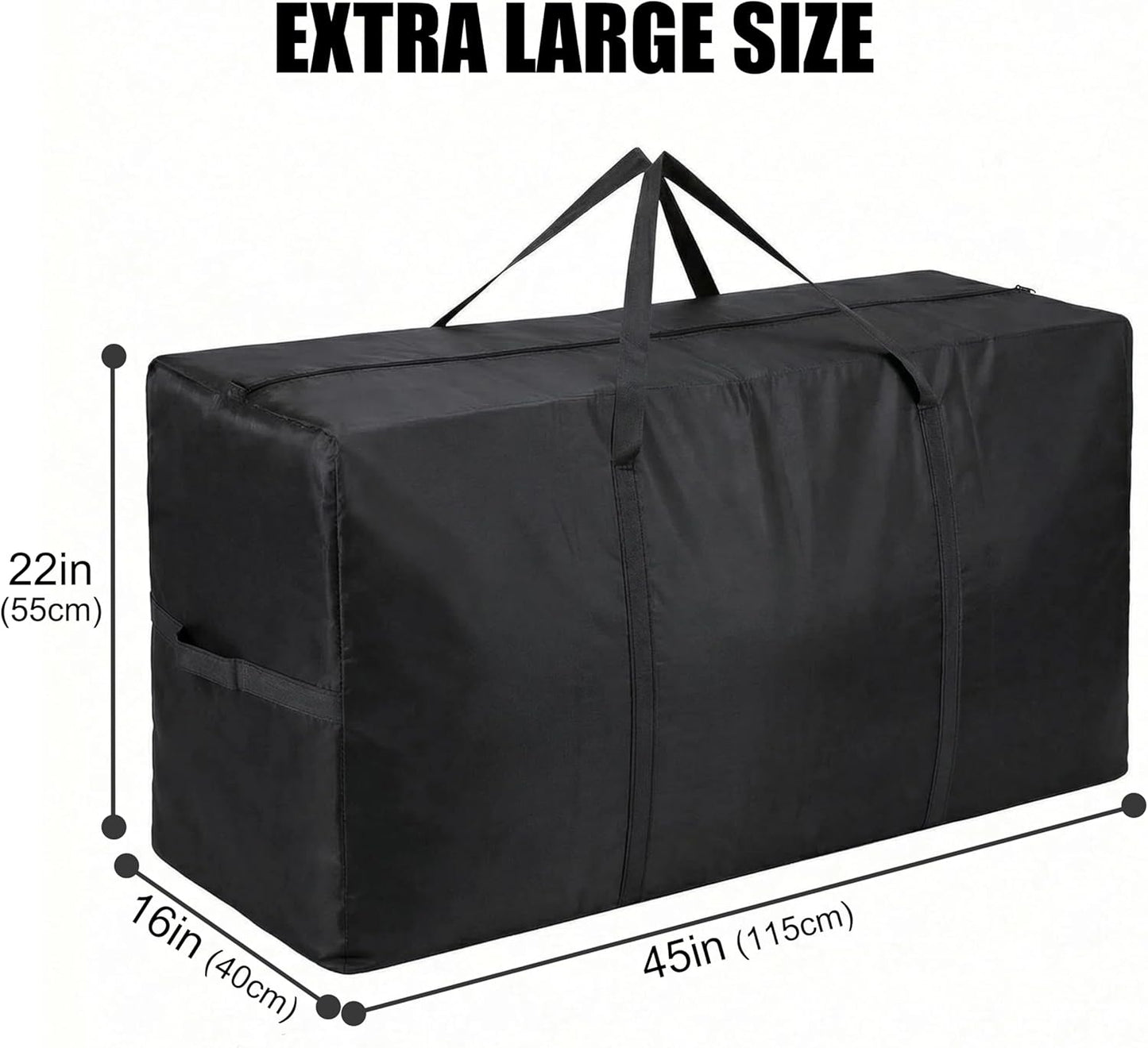 66 Gallon Extra Large Storage Bags, XXL Moving Bags with Zippers & Side Handles, Jumbo Big Storage Totes for Moving & Space-Saving Organization (Black, 66 Gallon, 1 Pack)