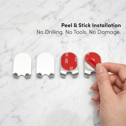 Aluminum Toothbrush Holder, Set of 4 Wall Mounted Self-Adhesive Clips, Anodized Finish for Quick-Dry Storage – No Drilling Required