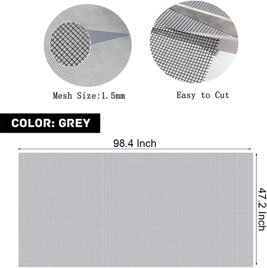 Pet Proof Window Screen Replacement Adjustable Fiberglass Screen Repair Kit 47.2 x 98.4 Inch Insect Screen Net Sliding Mesh Roll for Door Patio Porch Windows