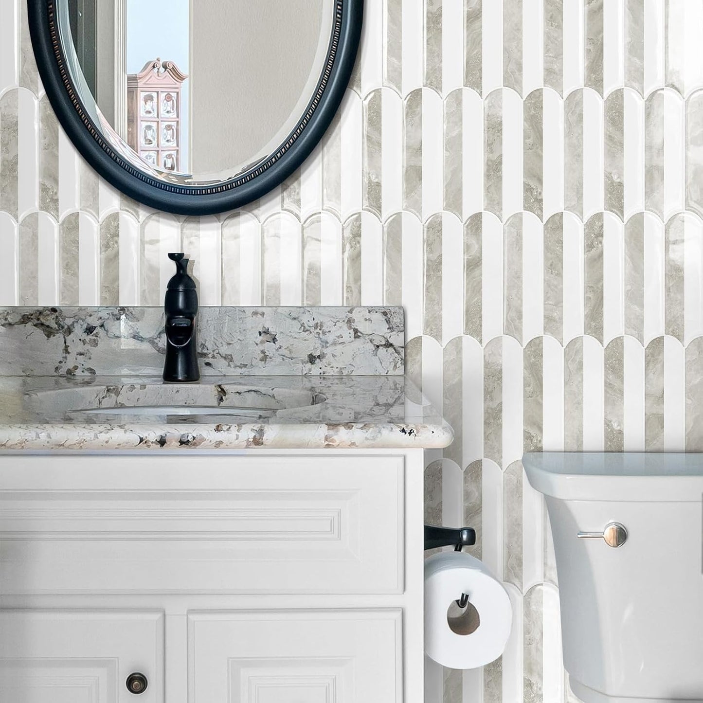 White Kitchen Backsplash Tile Peel and Stick Self Adhesive Tiles for Kitchen Wall (10-Sheet,12"x12")