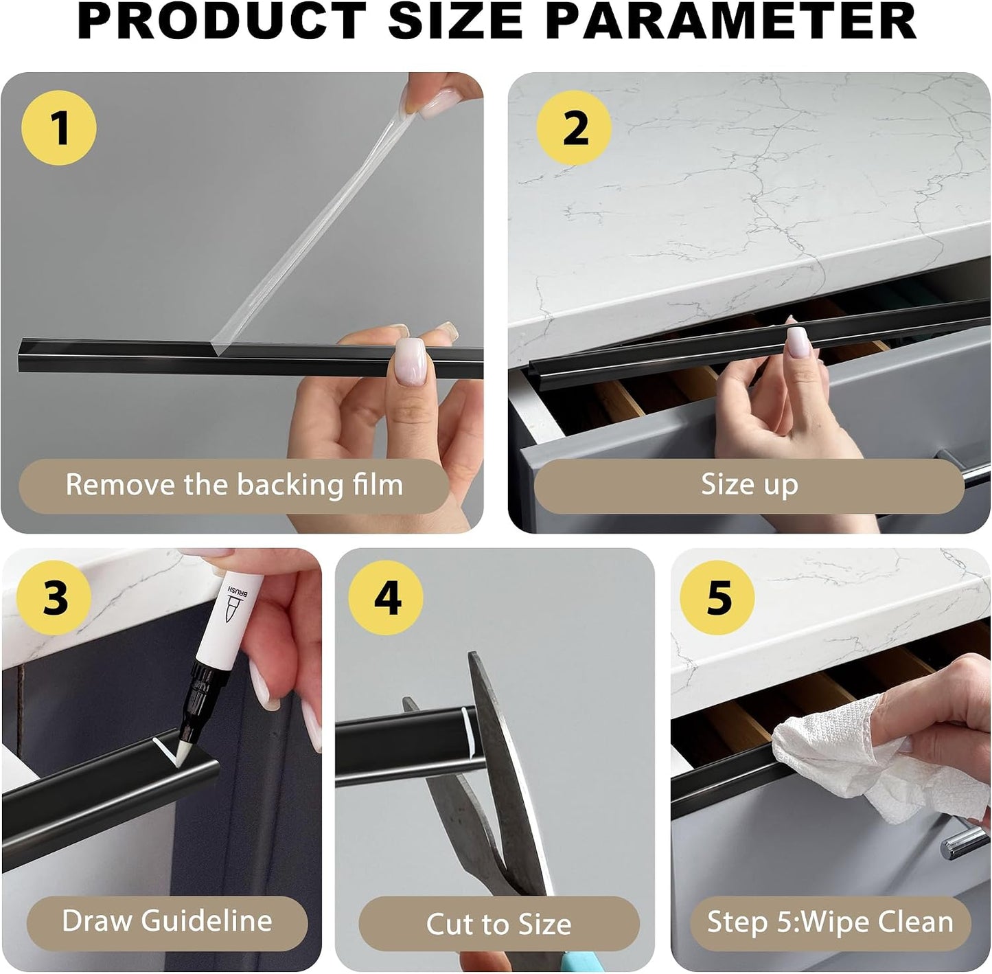 Cabinet Protectors for Kitchen Cabinets, Cabinet Door Protector Trash Drawer Protector Edge Guard, Plastic Slip on Protectors for Cabinets– 3/4" Thick, 18" Length
