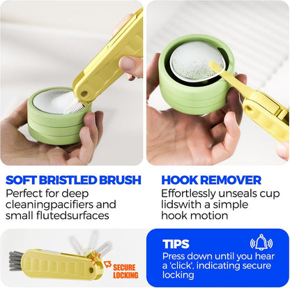 6 Pack Holikme 4 in 1 Cup Lid Cleaning Brush Set with 3 Straws, Multifunctional Bottle Brush, Silicone Cup Lid Gap Cleaner, Bristle Crevice Cleaning Brush, Flat End Brushes, Navy & Black & Olive